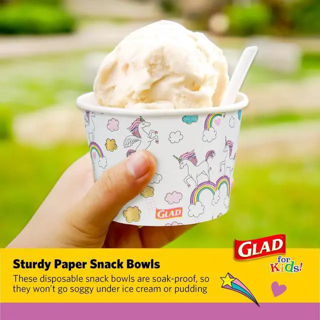 Alt view image 4 of 6 - for Kids Unicorns Paper Snack Bowls, Disposable Paper Bowls for Kids Snacks and Parties, Sturdy Microwave Safe Bowls for Everyday Use and Easy Cleanup, 12 Oz, 20 Count