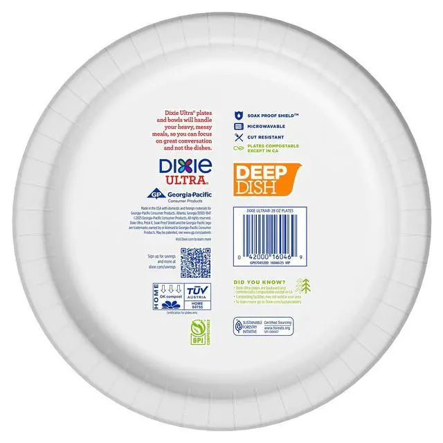 Alt view image 7 of 7 - Ultra, Deep Dish Paper Plates, 28 Oz, 40 Count, Heavy Duty, Microwave-Safe, Soak-Proof, Cut Resistant, Disposable Plates For Heavy, Messy Meals