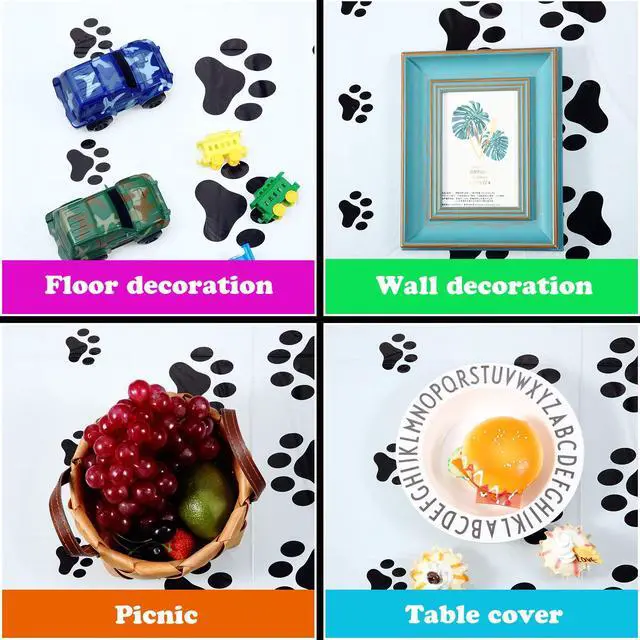 Alt view image 5 of 7 - 2 Pcs Paw Print Tablecloth Dog Birthday Decorations Plastic Cat Paw Table Cover Disposable Puppy Themed Birthday Party Decorations for Dog Party Supplies (Black,108 x 54 Inch)