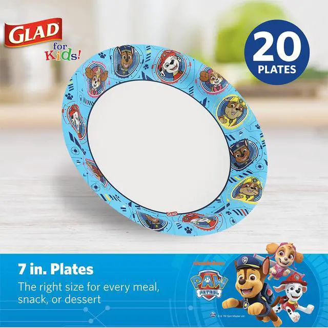 Alt view image 2 of 6 - for Kids Paw Patrol Disposable Paper Plates, Heavy Duty Soak Proof Microwavable Kids Plates for Parties, Birthdays, and Everyday Meals, Core Pups Blue, 7 Inch, 20 Count