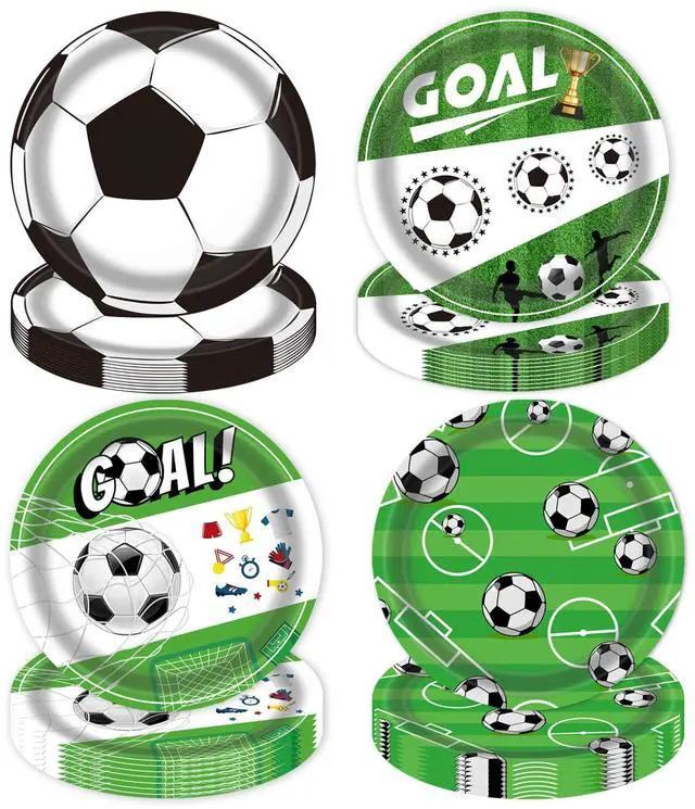 Main image of 2026 World Soccer Party Decorations 48 Pack Paper Plates, 4 Designs Soccer Plates Disposable,Father's Day Sports Theme Party Supplies for Soccer Birthday Party, Football Plates Party Favors
