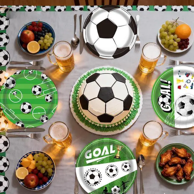 Alt view image 4 of 7 - 2026 World Soccer Party Decorations 48 Pack Paper Plates, 4 Designs Soccer Plates Disposable,Father's Day Sports Theme Party Supplies for Soccer Birthday Party, Football Plates Party Favors