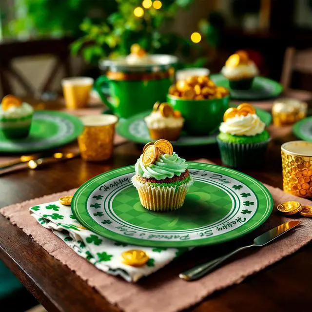 Alt view image 6 of 6 - Plates 9'' 25 Count, Heavy Duty Disposable Plates for St. Patrick's Day Party Decorations Supplies, Green