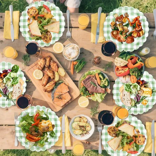 Alt view image 6 of 7 - 32 PcsScalloped Paper Plates - 9 Inch Gingham Paper Plates Checkered Party Plate - Disposable Plaid Decorative Dinner Dessert Serving Plate - For Baby Shower Wedding Birthday