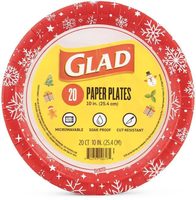 Main image of Paper Plates with Holiday Red Snowflake Design - Soak Proof, Heavy Duty, Microwavable Plates for Dinner, Dessert, and Everyday Use - 10 Inch Round, 20 Count