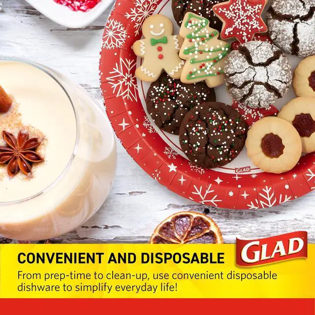Alt view image 4 of 6 - Paper Plates with Holiday Red Snowflake Design - Soak Proof, Heavy Duty, Microwavable Plates for Dinner, Dessert, and Everyday Use - 10 Inch Round, 20 Count