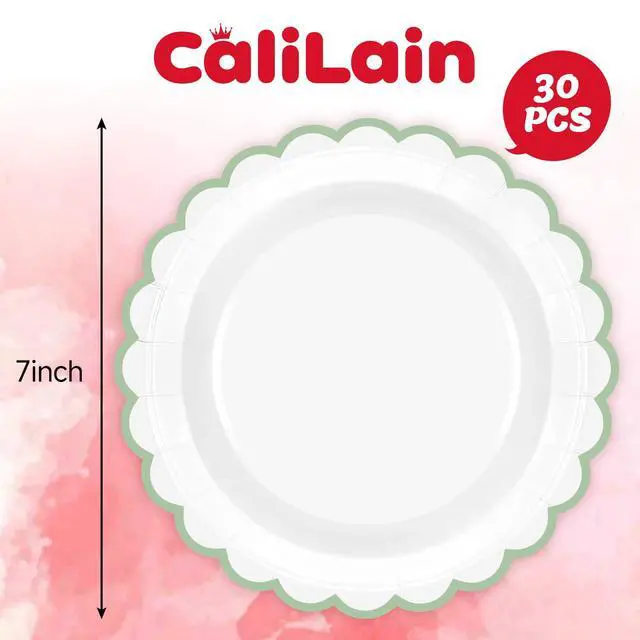 Alt view image 2 of 7 - 30 Pieces Green Paper Plates 7 Inch