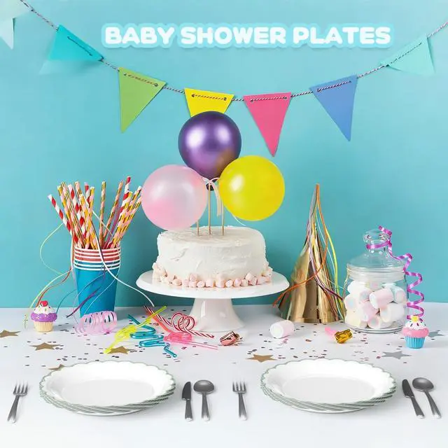 Alt view image 6 of 7 - 30 Pieces Green Paper Plates 7 Inch