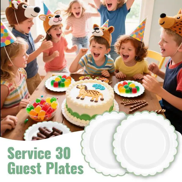 Alt view image 5 of 7 - 30 Pieces Green Paper Plates 7 Inch
