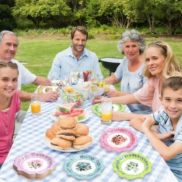 Alt view image 7 of 7 - Floral Paper Plates 24Pack Vintage Tea Party Disposable Dessert Plates 9inch Spring Tableware for Birthday Party Baby Shower Bridal Shower Supplies
