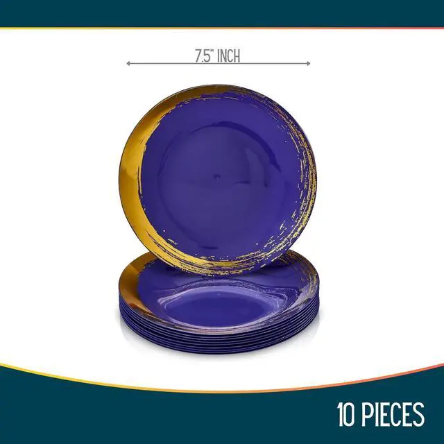 Alt view image 4 of 5 - Disposable Plastic Side Plates with Brushed Gold Rim - 7.5" (Pack of 10) - Ideal for Weddings, Parties & Special Occasion