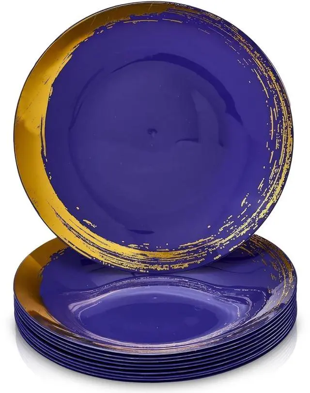 Main image of Disposable Plastic Side Plates with Brushed Gold Rim - 7.5" (Pack of 10) - Ideal for Weddings, Parties & Special Occasion
