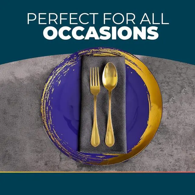 Alt view image 5 of 5 - Disposable Plastic Side Plates with Brushed Gold Rim - 7.5" (Pack of 10) - Ideal for Weddings, Parties & Special Occasion