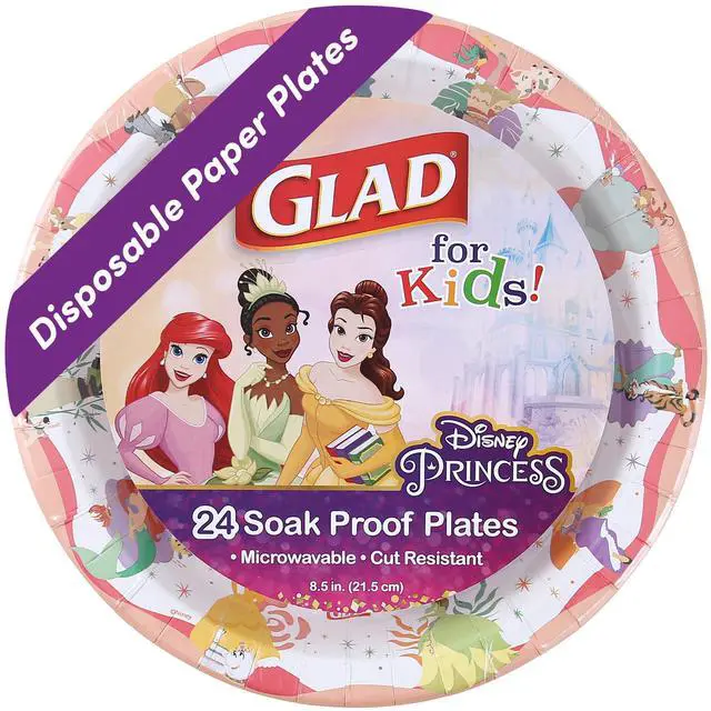 Main image of for Kids Princess Disposable Paper Plates, "Magic is in All of Us" Design - Heavy Duty, Soak-Proof, Microwavable Kid-Friendly Plates for Everyday Meals, 8.5 inch, 24 Count
