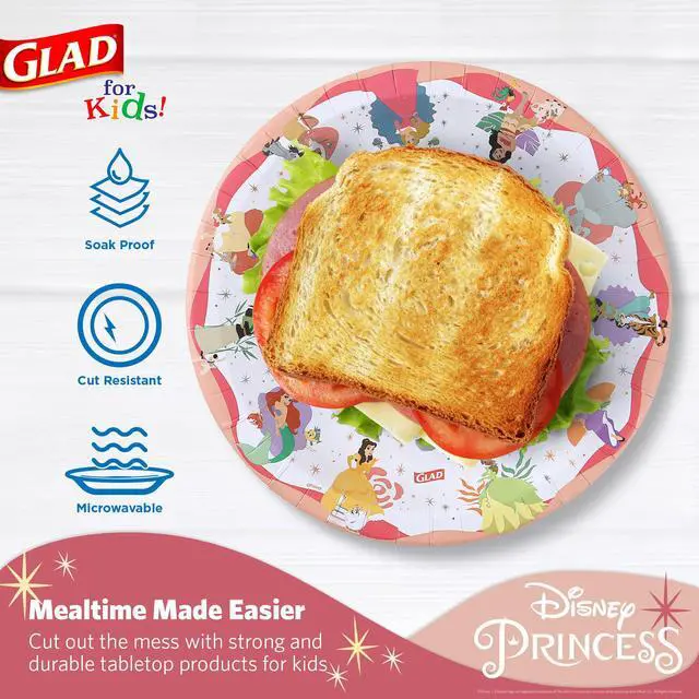 Alt view image 3 of 5 - for Kids Princess Disposable Paper Plates, "Magic is in All of Us" Design - Heavy Duty, Soak-Proof, Microwavable Kid-Friendly Plates for Everyday Meals, 8.5 inch, 24 Count