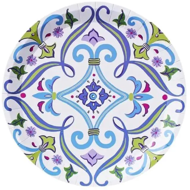 Main image of English Garden Floral Paper Plates (Set of 10) 7.25" Small Dessert Plates for Bridal Shower, Baby Shower, Tea Party, Birthday & More Elegant Disposable Plates for Any Occasion