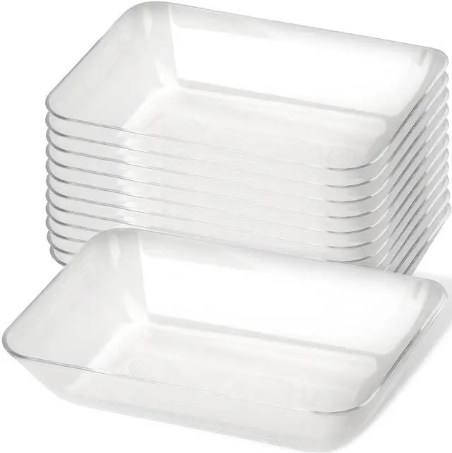 Main image of Clear Disposable Rectangular Plates - 3x2 inches (Pack of 12) Premium Plastic | Perfect for Parties, Appetizers & Desserts
