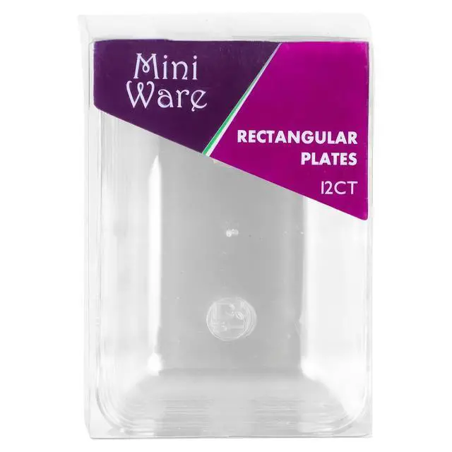 Alt view image 2 of 2 - Clear Disposable Rectangular Plates - 3x2 inches (Pack of 12) Premium Plastic | Perfect for Parties, Appetizers & Desserts