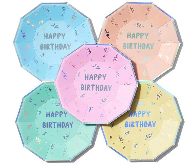 Main image of Happy Birthday Large Plates - 7.25 Disposable Party Plates (10-Pack) | Premium Paper Plates for Cake, Snacks & Meals | Fun & Festive Birthday Party Supplies for Kids & Adults