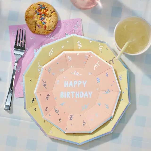 Alt view image 3 of 4 - Happy Birthday Large Plates - 7.25 Disposable Party Plates (10-Pack) | Premium Paper Plates for Cake, Snacks & Meals | Fun & Festive Birthday Party Supplies for Kids & Adults