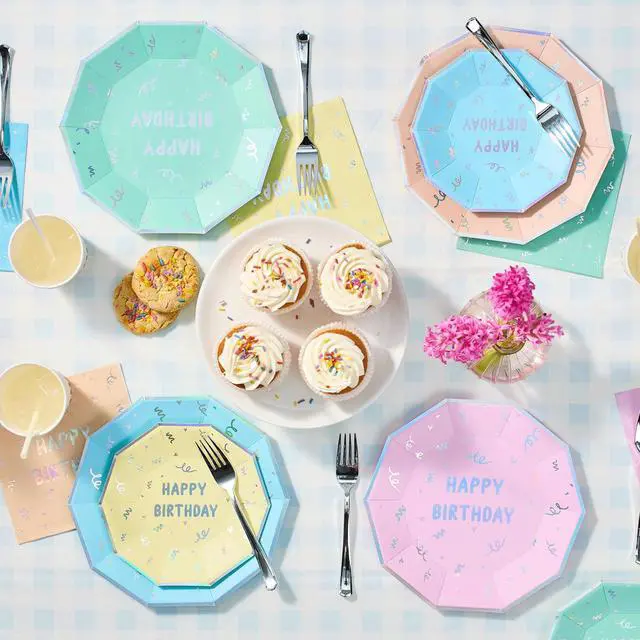 Alt view image 2 of 4 - Happy Birthday Large Plates - 7.25 Disposable Party Plates (10-Pack) | Premium Paper Plates for Cake, Snacks & Meals | Fun & Festive Birthday Party Supplies for Kids & Adults