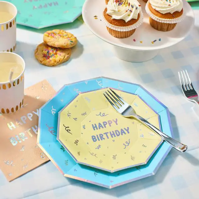 Alt view image 4 of 4 - Happy Birthday Large Plates - 7.25 Disposable Party Plates (10-Pack) | Premium Paper Plates for Cake, Snacks & Meals | Fun & Festive Birthday Party Supplies for Kids & Adults