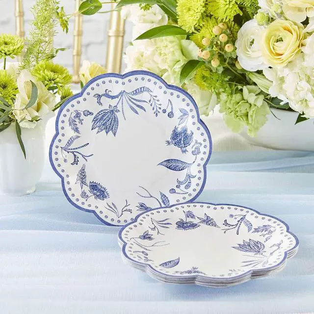 Alt view image 2 of 5 - 7 in. Decorative Premium Paper Plates (350 GSM weight -Set of 16) - Perfect for Bridal Showers and Weddings