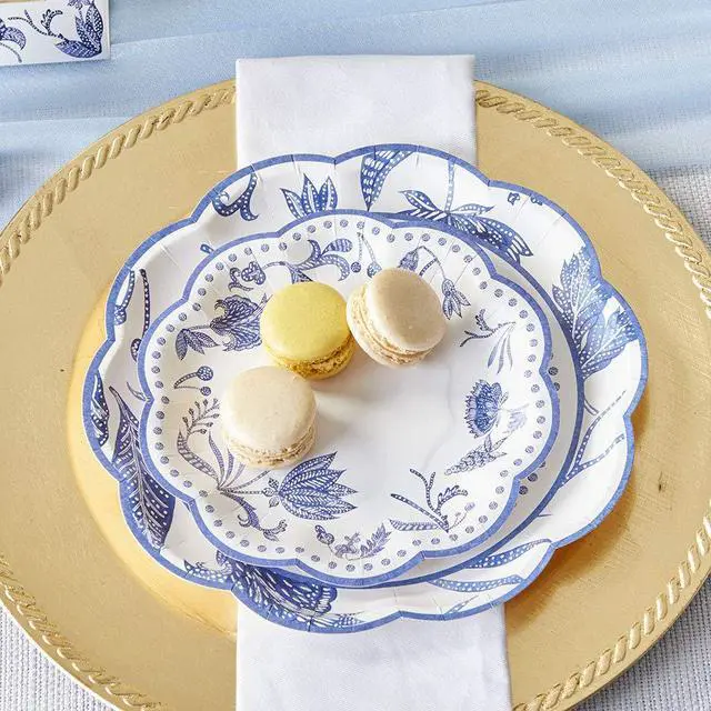 Alt view image 3 of 5 - 7 in. Decorative Premium Paper Plates (350 GSM weight -Set of 16) - Perfect for Bridal Showers and Weddings