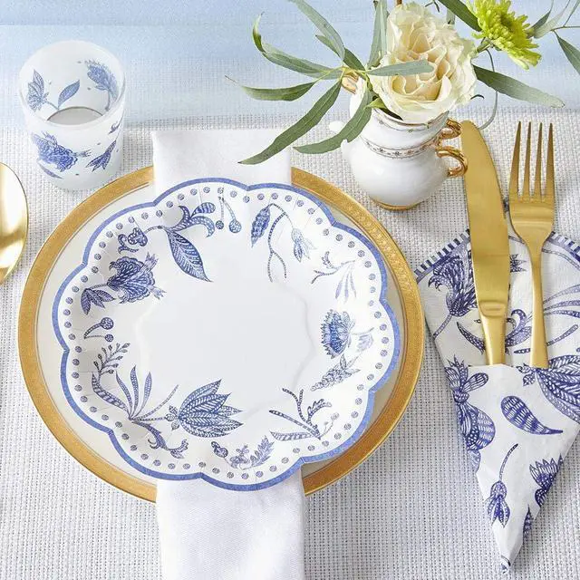 Alt view image 4 of 5 - 7 in. Decorative Premium Paper Plates (350 GSM weight -Set of 16) - Perfect for Bridal Showers and Weddings