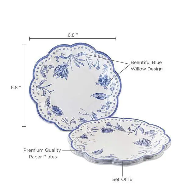 Alt view image 5 of 5 - 7 in. Decorative Premium Paper Plates (350 GSM weight -Set of 16) - Perfect for Bridal Showers and Weddings