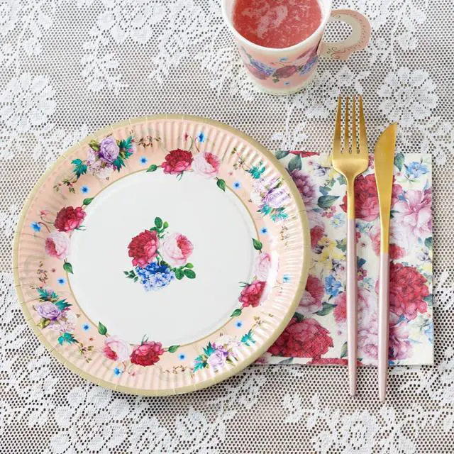 Alt view image 3 of 7 - Afternoon Tea Vintage Floral Paper Plates | 24 Count (1 Pack) | Truly Scrumptious | for Birthday Party, Baby Shower, Wedding Hen Party and Anniversary, Disposable Tableware - Size 9'