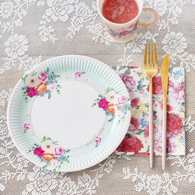 Alt view image 5 of 7 - Afternoon Tea Vintage Floral Paper Plates | 24 Count (1 Pack) | Truly Scrumptious | for Birthday Party, Baby Shower, Wedding Hen Party and Anniversary, Disposable Tableware - Size 9'