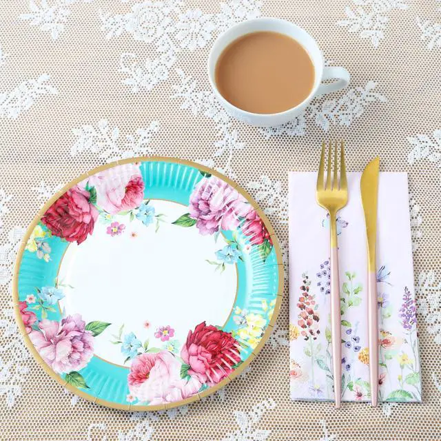 Alt view image 7 of 7 - Afternoon Tea Vintage Floral Paper Plates | 24 Count (1 Pack) | Truly Scrumptious | for Birthday Party, Baby Shower, Wedding Hen Party and Anniversary, Disposable Tableware - Size 9'