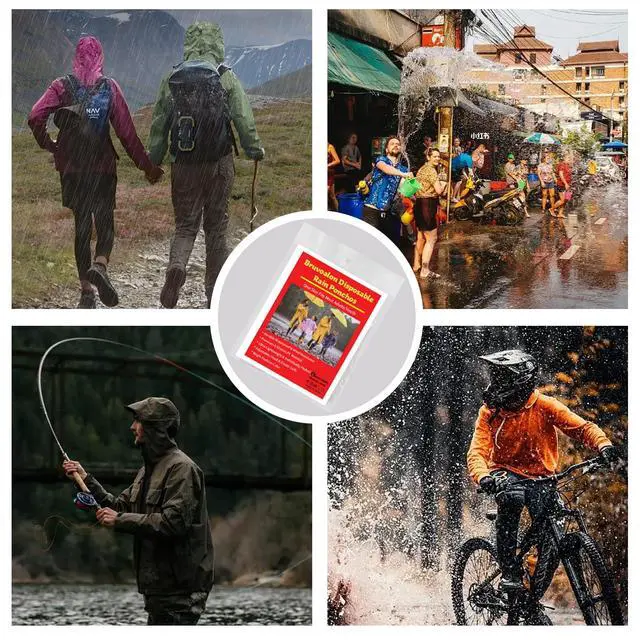 Alt view image 7 of 7 - 6 & 20 & 50 Pack Disposable Rain Ponchos for Adults/Youth, Waterproof PE Raincoats with Drawstring, Camping/Emergency, Pink