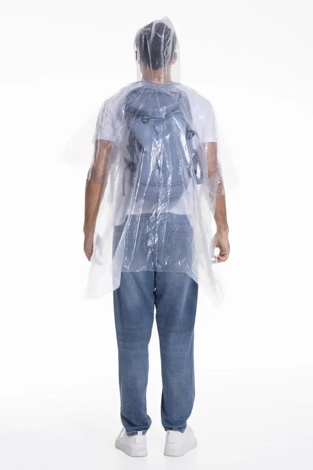 Alt view image 4 of 7 - Disposable Adults Clear Rain Ponchos,Emergency Transparent Waterproof Raincoats Outdoor Rain Jackets 4 Pcs