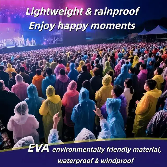 Alt view image 6 of 7 - Disposable Adults Clear Rain Ponchos,Emergency Transparent Waterproof Raincoats Outdoor Rain Jackets 4 Pcs