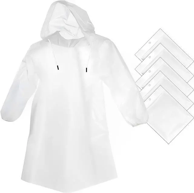 Main image of Rain Ponchos Disposable for Adults Women, 5 Pack Clear Family Pack Raincoats Rain Jacket with Hood Sleeves for Disney Travel