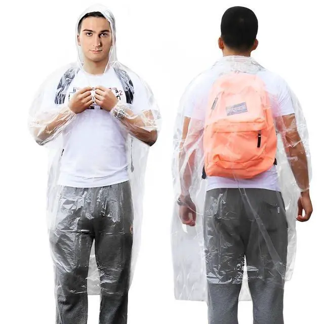Alt view image 2 of 7 - Rain Ponchos Disposable for Adults Women, 5 Pack Clear Family Pack Raincoats Rain Jacket with Hood Sleeves for Disney Travel