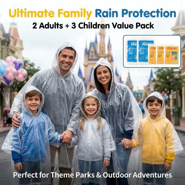 Alt view image 2 of 7 - Disposable Rain Ponchos - Rain Poncho Waterproof Clear Raincoat With Hood Rain Jacket for Women and Men, Camping, Travel (5)