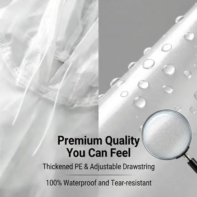 Alt view image 4 of 7 - Disposable Rain Ponchos - Rain Poncho Waterproof Clear Raincoat With Hood Rain Jacket for Women and Men, Camping, Travel (5)