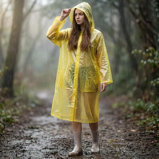 Alt view image 7 of 7 - 4-Pack Disposable Rain Ponchos for Adults - Long Emergency Poncho Rain Poncho for Camping Hiking Travelling, Waterproof Hooded Raincoat for Women & Men, Home Survival Kits