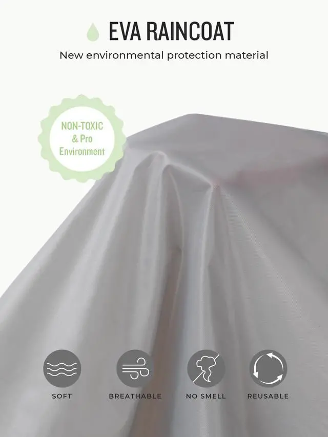 Alt view image 5 of 6 - Extra Long Rain Ponchos for Adults - EVA Rain Coats Waterproof Unisex Rain Jacket with Drawstring Hood (1Pack, Grey, Universal)