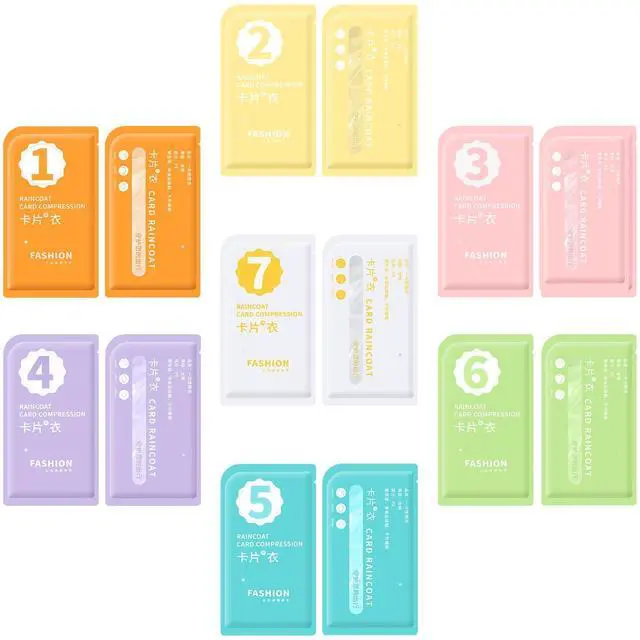 Main image of Raincoat Family Pack,Disposable Rain Ponchos for Adults and Kids,6pcs and 7pcs Individually Packable Durable PE Raincoat (7-color adult)