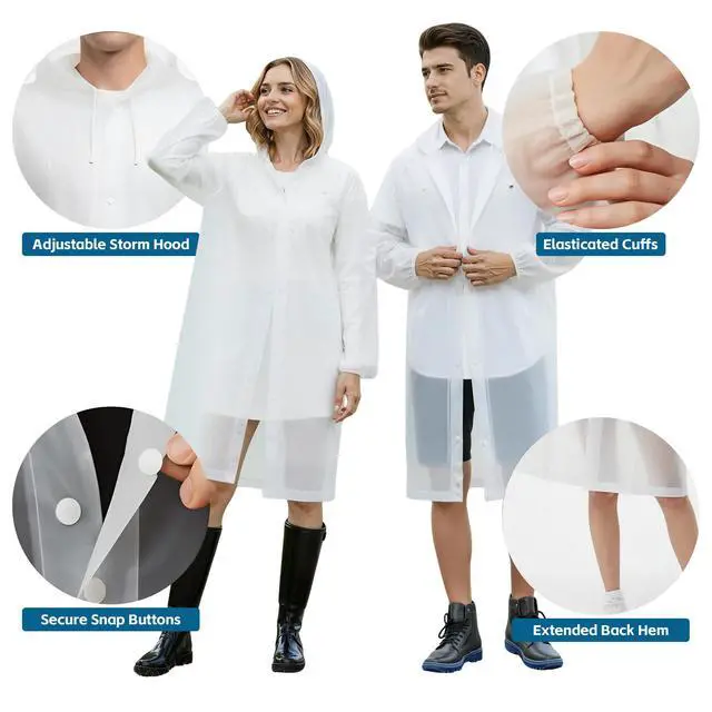 Alt view image 5 of 7 - 2Pk Rain Ponchos, Unisex Waterproof Raincoats for Men & Women