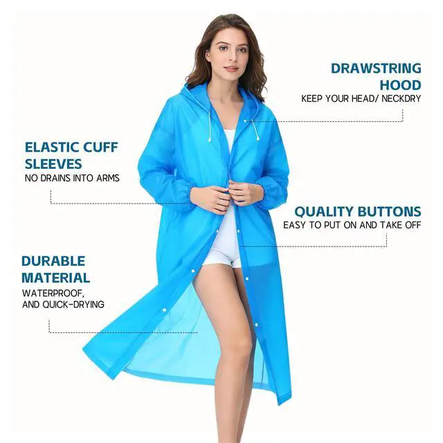 Alt view image 7 of 7 - 2Pk Rain Ponchos, Unisex Waterproof Raincoats for Men & Women