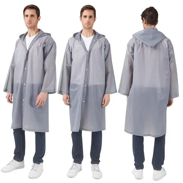 Alt view image 2 of 7 - Rain Ponchos Raincoats for Adults Women, Reusable Rain Jacket Coats with Hood for Family Disney Park Travel 2 Pack (Adults, E-gray)
