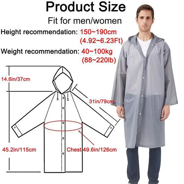 Alt view image 4 of 7 - Rain Ponchos Raincoats for Adults Women, Reusable Rain Jacket Coats with Hood for Family Disney Park Travel 2 Pack (Adults, E-gray)
