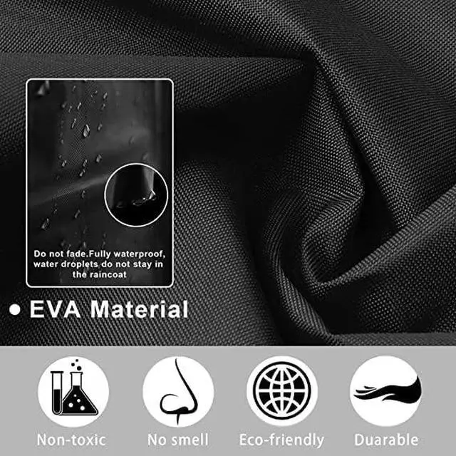 Alt view image 5 of 6 - Reusable Adults Rain Ponchos, 2 Pcs EVA Portable Raincoats for Women Men with Hood for Disney Outdoor (2Pcs-black)