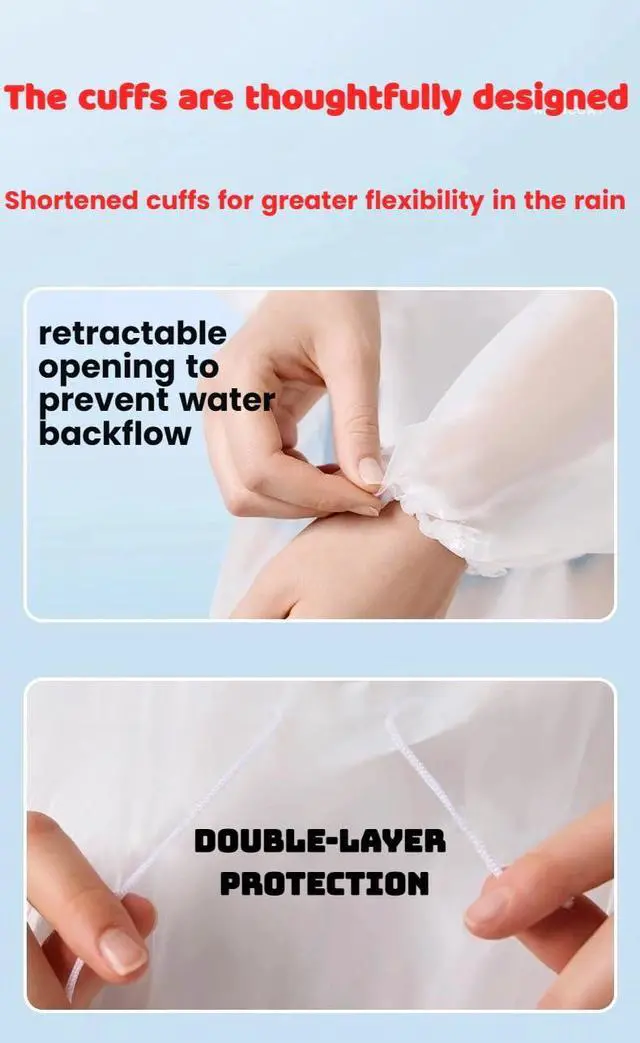 Alt view image 5 of 7 - rain Coat- Poncho-Ponchos-Compact Travel-Clear Ponchos with Hood -Emergency Rain Poncho for Adults 7 PCS Disposable Travel Set with 14pcs Waterproof Shoe Stickers