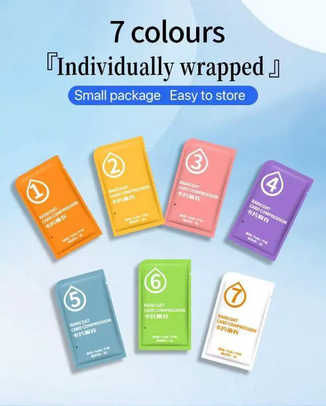 Alt view image 7 of 7 - rain Coat- Poncho-Ponchos-Compact Travel-Clear Ponchos with Hood -Emergency Rain Poncho for Adults 7 PCS Disposable Travel Set with 14pcs Waterproof Shoe Stickers